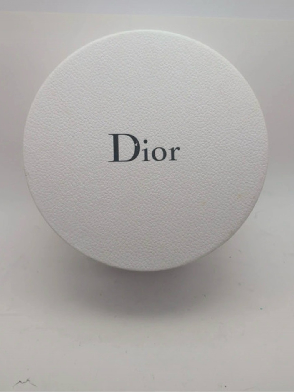 Dior White Round Hat/Accessory Box with Black Logo